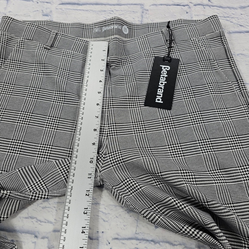 Betabrand Dress Pant Yoga Pants Womens XXL Long Black White Glen Plaid Straight - Picture 4 of 11